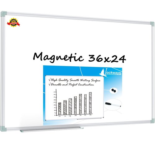 Lockways Magnetic Dry Erase Board, 36 x 24 Inch Magnetic Whiteboard White Board, 1 Dry Erase Markers, 2 Magnets for School, Home, Office