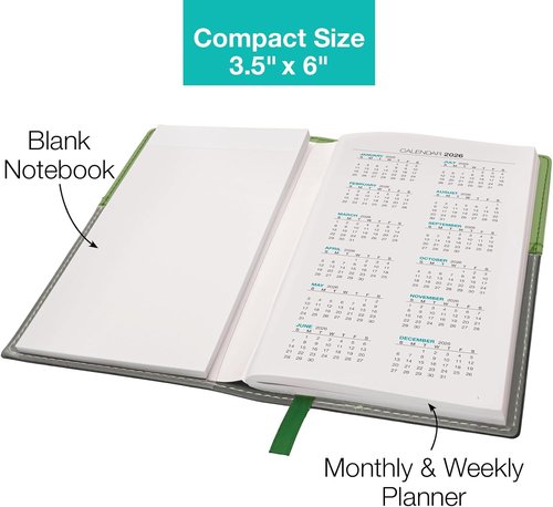 2026 Pocket Planner by [Brand Name] - 14-Month Calendar Organizer | Weekly & Monthly Layout (Green/Black)