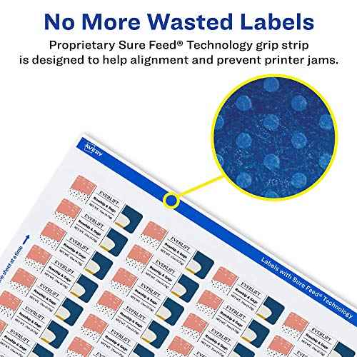 Avery Matte White Rectangle Labels, Sure Feed Technology, 1" x 1.5", 1,600 Matte White Printable Labels