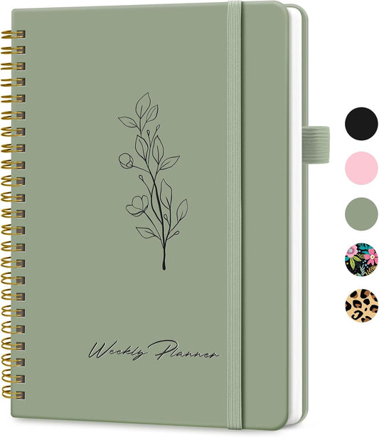 Undated Weekly Planner by [Brand Name] - A5 Goal & Habit Tracker Notebook | 6.1" x 8.2" - Green