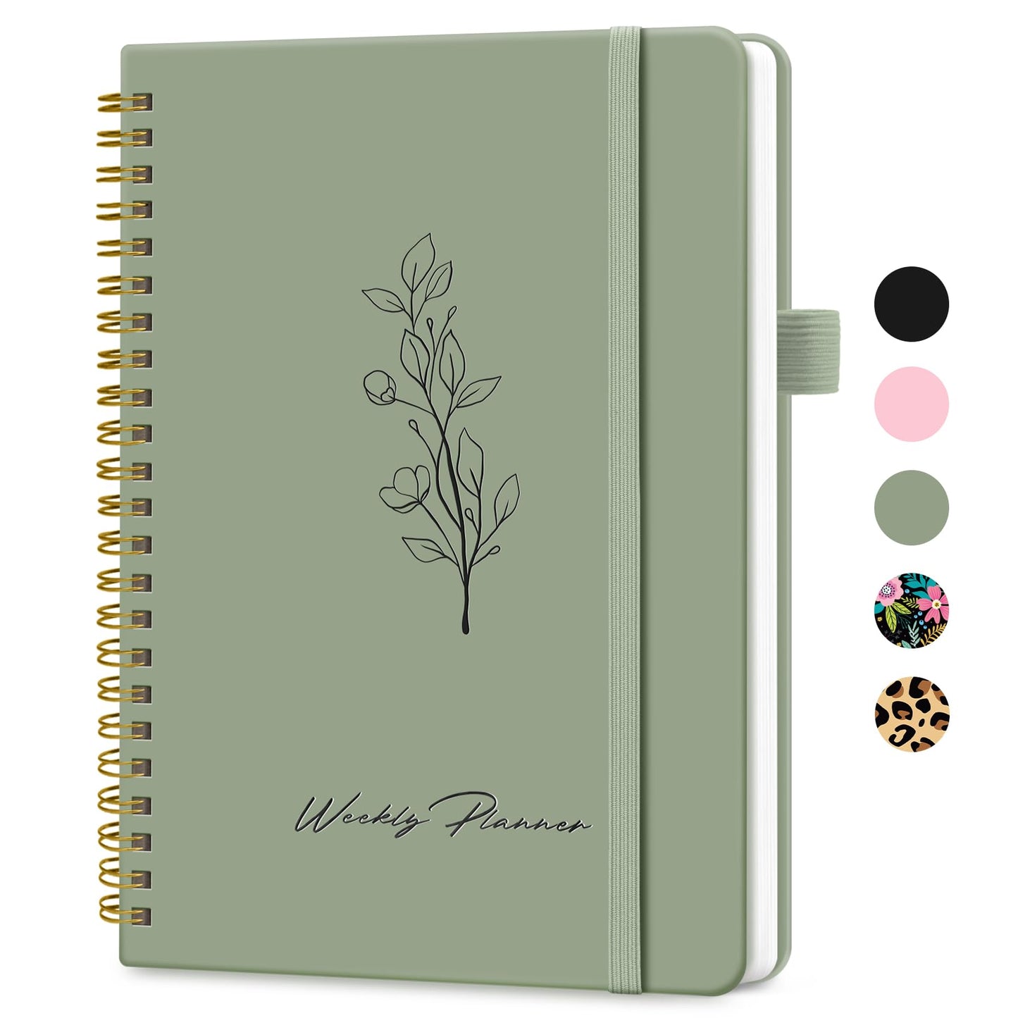 Taja Undated Weekly Planner, Weekly To Do List Notebook with Goal & Habit Tracker Organizer, A5 Weekly Planner Notebook with Spiral Binding, 6.1" x 8.2" - Green