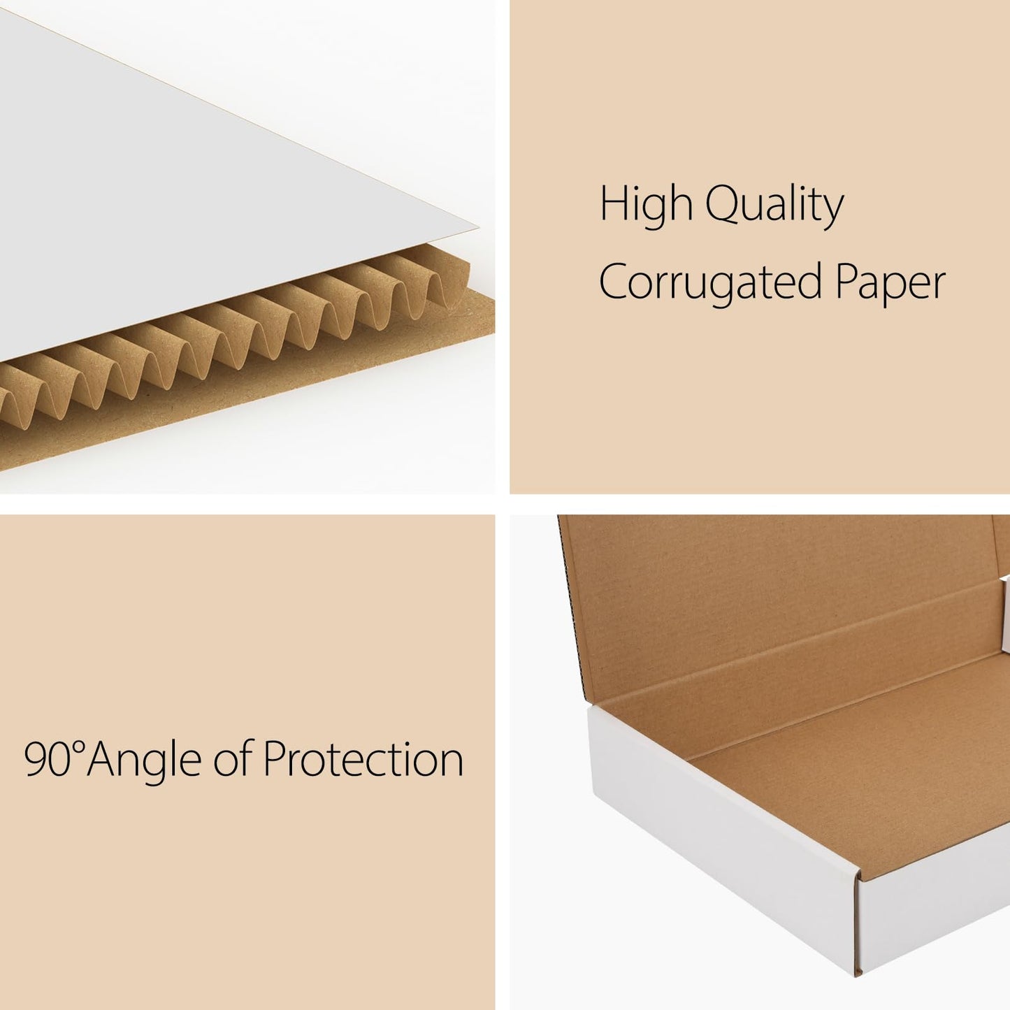 RLAVBL 12x9x2 Shipping Boxes Set of 1, White Corrugated Cardboard Box for Packing, Mailing, Business