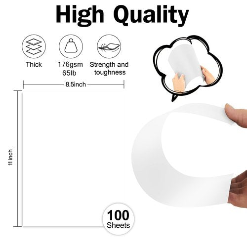 White Cardstock 8.5 x 11 White Paper 100 Pack, Goefun 65lb Card Stock Printer Paper for Cards Making, Office Printing, Certificate