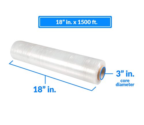 Reli. 4 Rolls [Made in USA] | 18" Stretch Wrap (1,500 ft/roll) Clear Shrink Wrap/Stretch Plastic Wrap for Moving - Plastic Pallet Cling Wrap Stretch Film - 18" Stretch Film for Moving and Storage