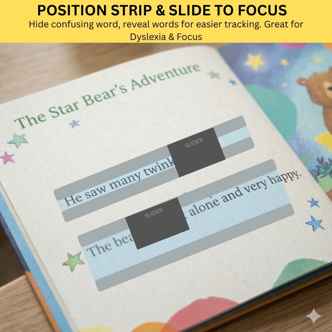 STEPUP Guided Reading Strips - Adjustable Slider Colored Overlays for Dyslexia & ADHD | Essential Classroom Tool