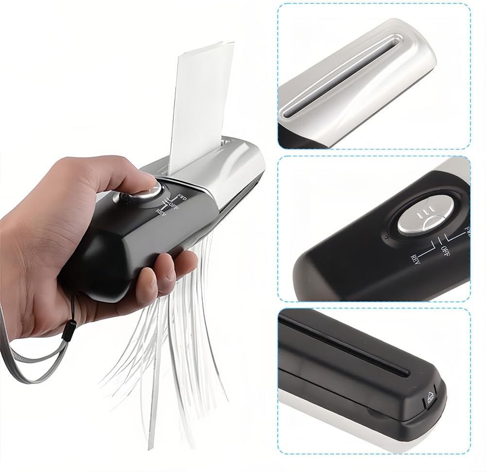 Skiennix Portable Handheld Paper Shredder - Mini USB Document Cutter for Home/Office | 4mm Shredding Capacity