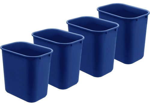 Acrimet Wastebasket, Deskside Bin, 6.75 Gallon/ 27 Quart/ 24 Liter (Plastic) (Blue Color) (Set of 4)