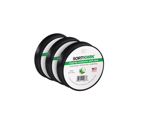 LEE 10083 Sortkwik Fingertip Moistener with Aloe – Non-Toxic, Odorless Grip Enhancer for Paper Sorting and Money Counting – 3/8 oz, Clear (Pack of 3)