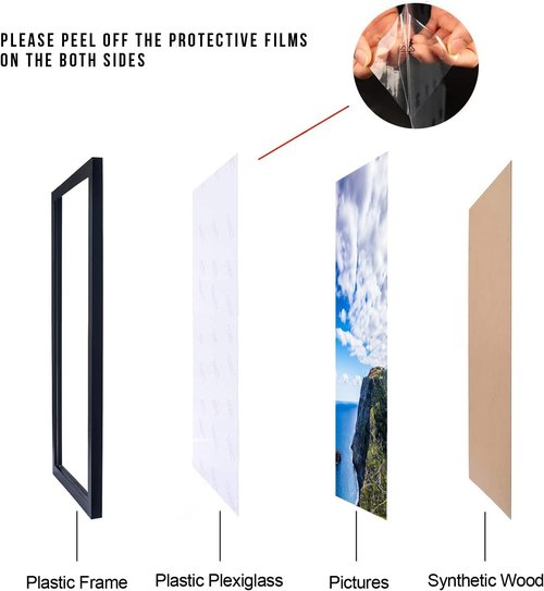 MENNTHUI Black Picture Frame - 10x22 Inch Wall Mount for Photos, Paintings & Artwork