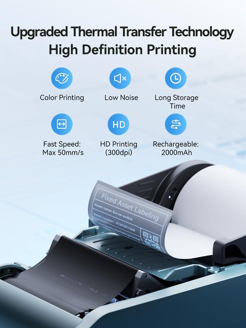 NIIMBOT M2 Label Maker with Tape 2Inch Thermal Transfer Support Color Ribbon Printing Bluetooth Sticker Printer for Office Small Business School Home Cable Storage, Compatible with Phones & PC