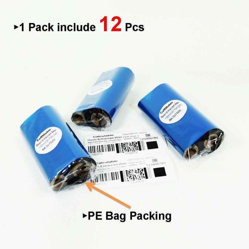 DEFMATE 12 Count 4.33" x 243' (110mmx74m) Thermal Wax Ribbons 1/2" Core Thermal Transfer Wax Ribbon for Zebra,TEC,DATAMAX,INTERMEC,Avery,Citizen,SATO,TSC,GODEX,ARGOX
