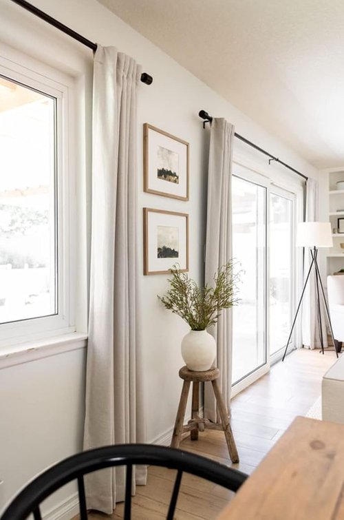 Skiennix 100% Blackout Linen Curtains - Thermal Insulated Drapes for Bedroom | 84" Long, Cream, 2 Panels Set