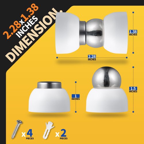 Powerful Magnetic Door Stopper - Heavy-Duty Stainless Steel Mini Door Holder | 2 Pcs for Home & Office (White)
