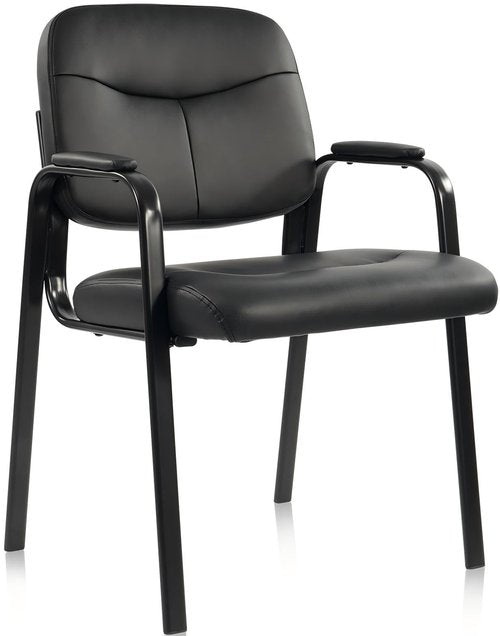 Elevon Waiting Room Chairs No Wheels Set of 1, Leather Stationary Office Reception Guest Chair with Padded Arms for Elderly Desk Conference Room Lobby Table Side Salon