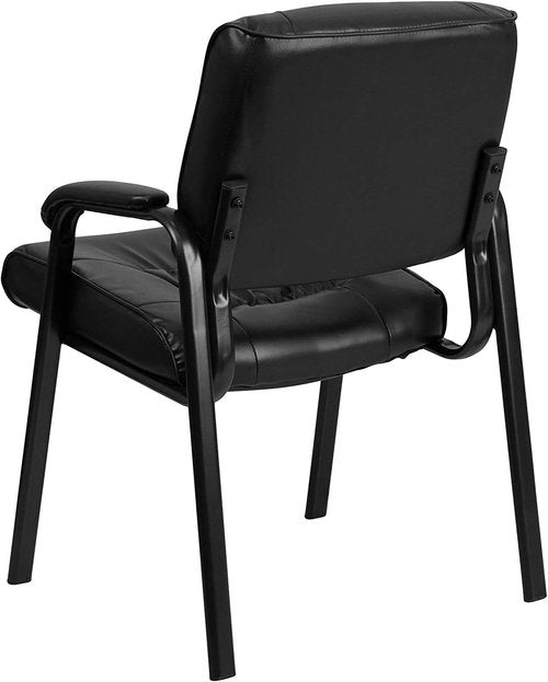 Flash Furniture Haeger LeatherSoft Executive Reception Chair - Tufted Design with Padded Armrests, Black