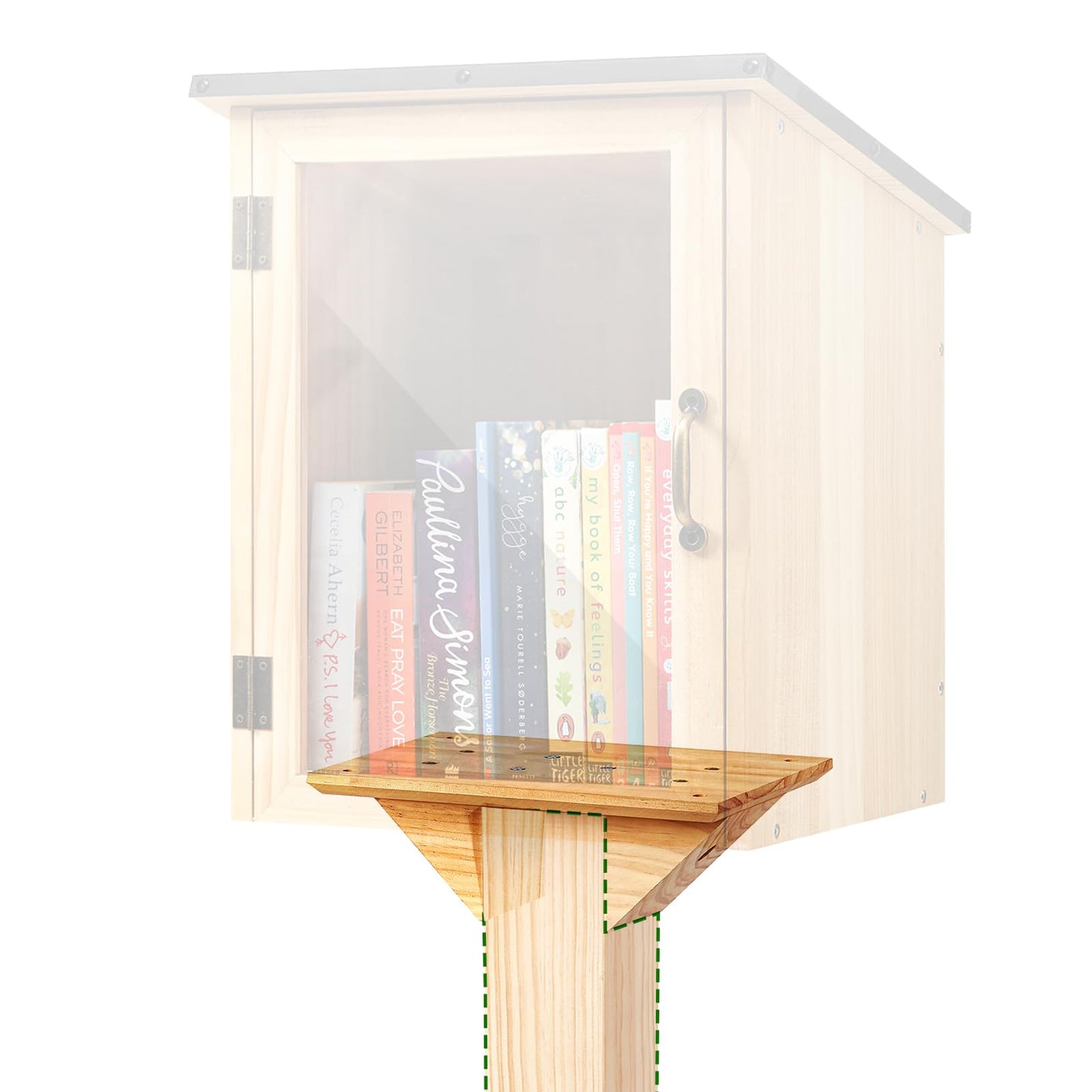Little Library Mount, Outdoor Library Book Box Bracket Holder, 12x8x4 Inch Solid Wood Mount Base, Stable & Easy to Instal with Screws, Suitable for 4x4 Post for Community Neighborhood and School