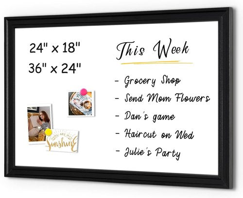 4 THOUGHT Magnetic Dry Erase Board - 18 x 24 Inch Vintage Wood Frame | Wall-Mounted Notice Board with 8 Magnets & Markers