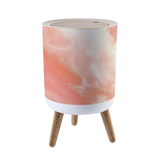 LGCZNWDFHTZ Small Trash Can with Lid for Bathroom Kitchen Office Stipple Peach Color Structure Coral Colored Sparse Garbage Bin Waste Basket Decorative 1.8 gallons, 14x9inch