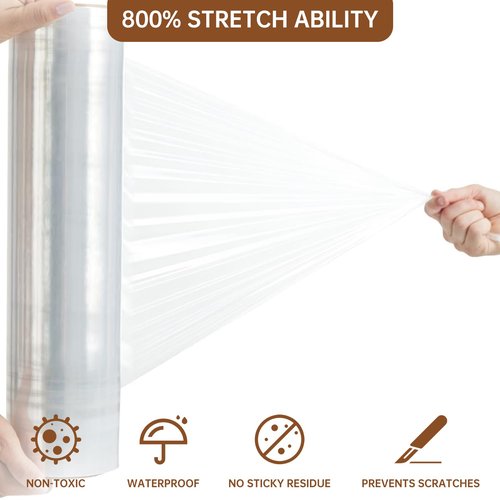 Stretch Wrap Roll 18" x 1,500ft, 80 Gauge – Clear Plastic Wrap for Moving, Packing, Pallet & Furniture – Heavy Duty Shrink Wrap Alternative, Industrial Strength Stretch Film (4 Rolls/Case)