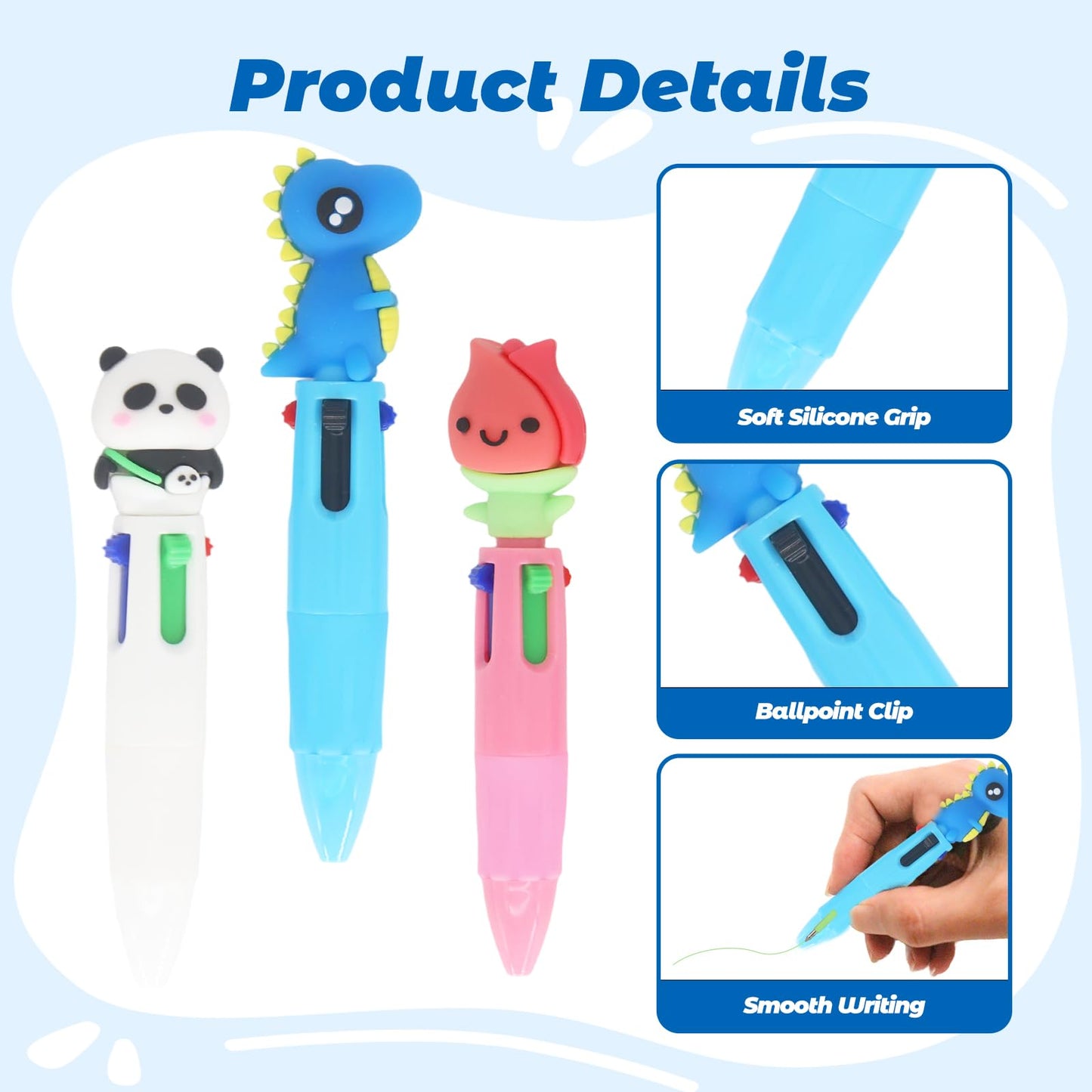 Zhirlyn Mini Multicolor Pens in One 4-in-1 Fun Pens for Kids Cute Pen Bulk Prize Gifts for Back to School Supplies Kawaii Cool Ballpoint Pen for Birthdays Classroom Gift (Cute, 24)