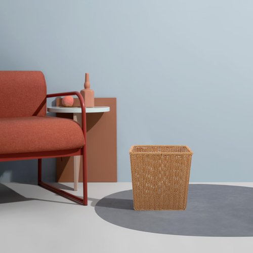 Amosfun Woven Trash Basket Multi-Function Storage Wastebasket for Kitchen and Bathroom Rustic Pastoral Style Lightweight Sundries Organizer for Home
