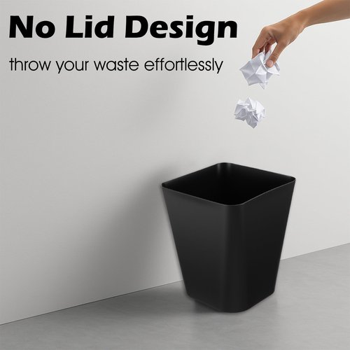 mekueeex 6 Pcs Plastic Trash Can Small Wastebasket Garbage Bin Container for Bathroom, Bedroom, Home Office, Living Room, Kitchen (Black)