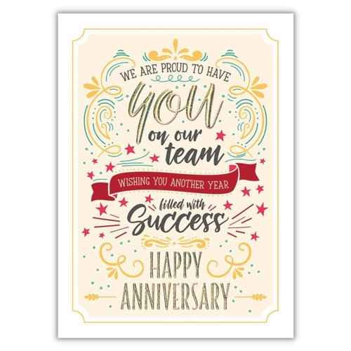 25 Employee Anniversary Cards - Modern Typographic Design - 26 White Envelopes - FSC Mix