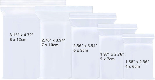 Small Sealable Zipper Bags by [Brand Name] - 500 Clear Mini Plastic Baggies for Jewelry, Pills & More | Assorted Sizes