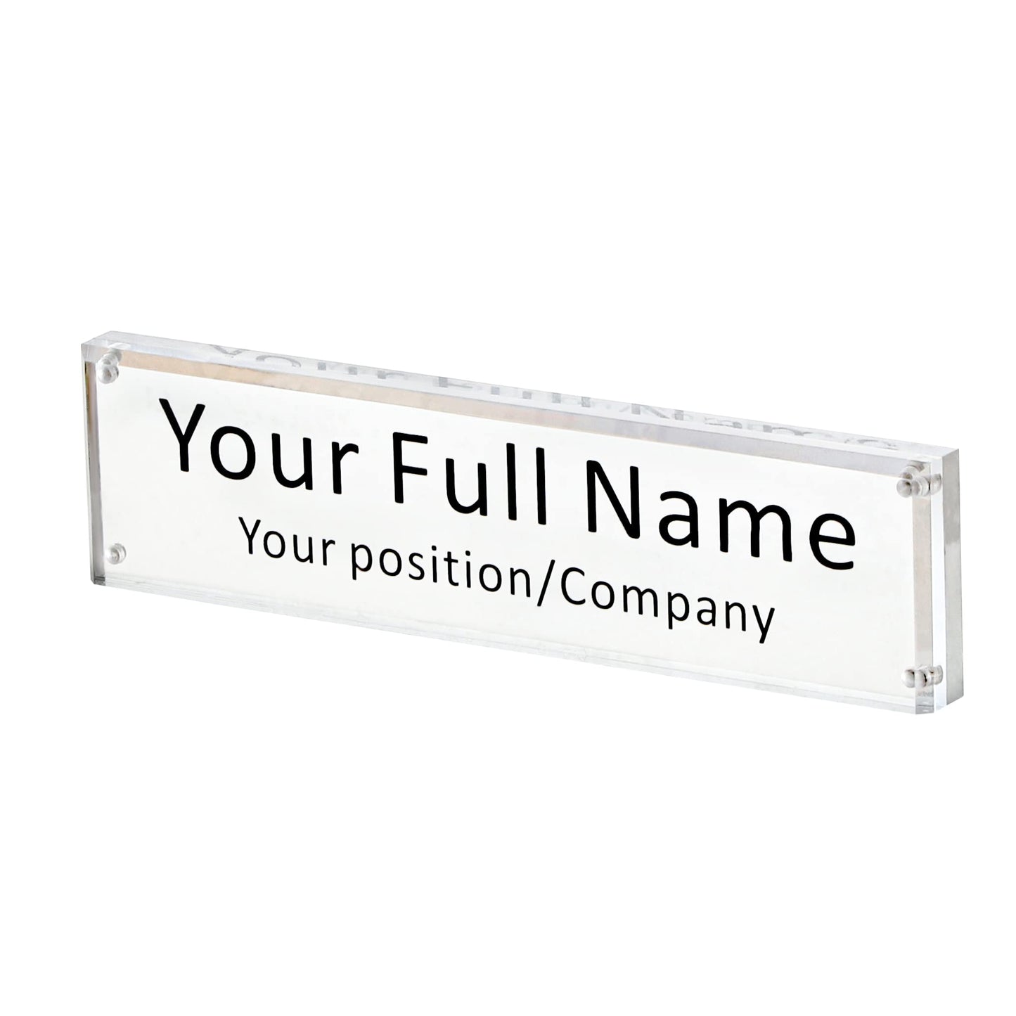 IEEK Acrylic Desk Name Plate, Clear Acrylic Block Nameplate Double Sided Holder, DIY Personalized Name, 2.5x10 Inch