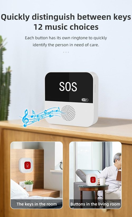 Life Alert Caregiver Pager - No Monthly Fee! WiFi Emergency Alert System for Seniors, Elderly, Disabled - Easy Setup, Loud Alarm, 24/7 Peace of Mind
