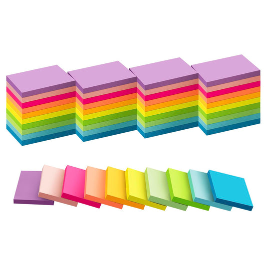 (50 Pads) Sticky Notes 1.5x2, 10 Colors Self Sticky Notes, Sticky Pads, Recyclable, Self-Stick Pads, Easy to Stick for Home, Office, Notebook