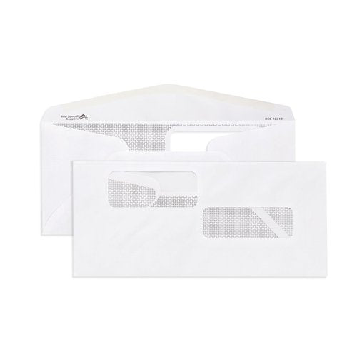 Blue Summit #10 Double Window Security Envelopes for ADP Payroll Checks, ADP Payroll Envelopes, Gummed Seal, 500 Count