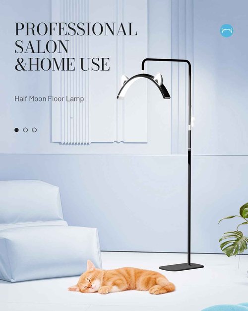 Eyelash LED Floor Lamp, Esthetician Lash Lighting for Lash Extension, Tattoo,Eyebrows,Beauty, Skincare, Reading,Studio Work,Filming Content Creation (Black)