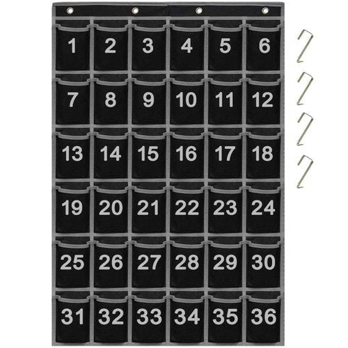 EAMAY 36 Numbered Classroom Pocket Charts for Cell Phones and Calculators Holder Wall Door Mount Hanging Organizer