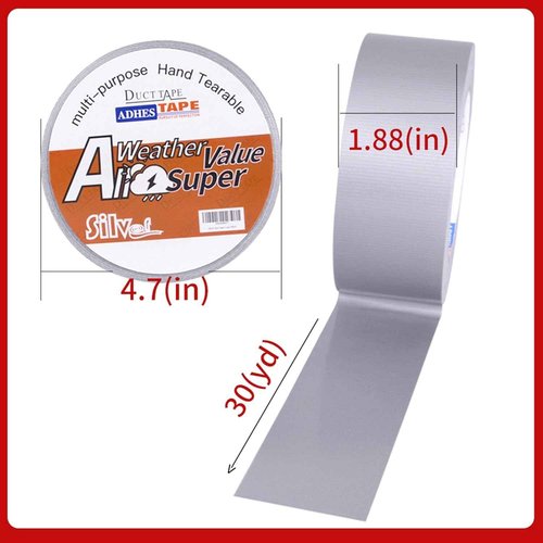 ADHES Duct Tape Sliver Waterproof Tape ducktape for Home Office Use, 1.88inch，30yard,Pack of 24 Rolls