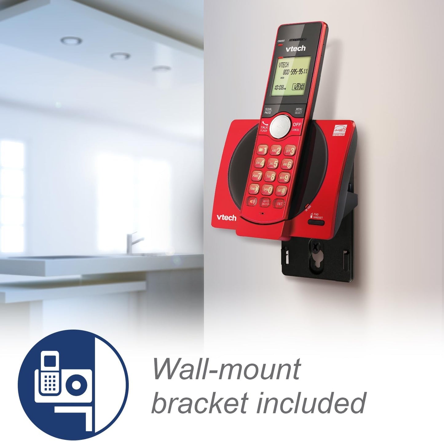 VTech CS6919-16 Cordless Phone - DECT 6.0, Red, Caller ID, Backlit Keypad & Full Duplex Speakerphone
