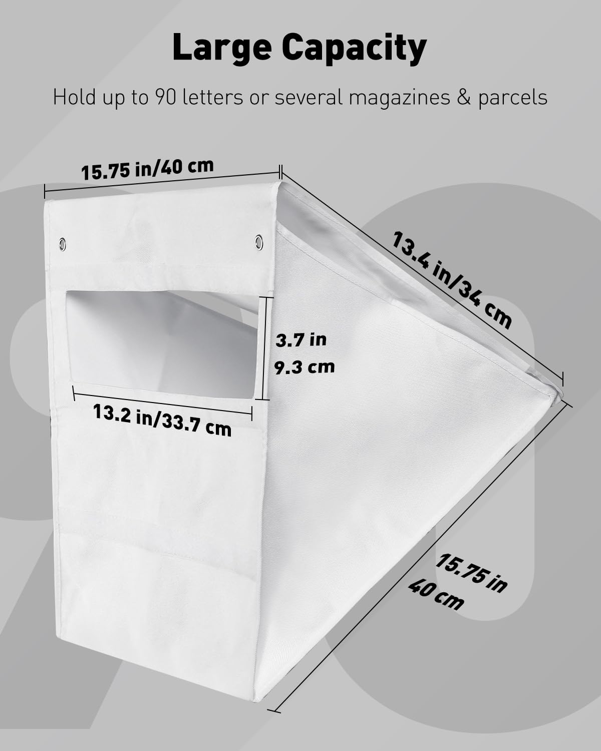 Uniclife White Mail Slot Catcher for Door, Large Capacity Letter Catcher Letterbox Catcher, Front Door Mail Catcher with Hook and Loop Fasteners, Indoor Post Catcher Bag for Small Packages & Magazines