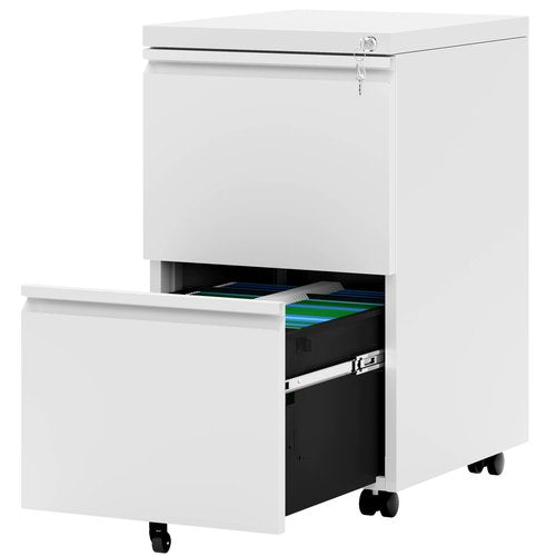YITAHOME 2 Drawer File Cabinet with Lock, Mobile Metal Filing Cabinet for Letters/Legal/A4 Size, Home Office & Business Enterprise, Fully Assembled Except Wheels, White