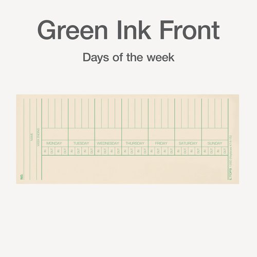 TOPS Time Cards, Weekly, 2-Sided, Named Days, 3-3/8" x 8-1/4", Manila, Green/Red Print, 500-Count (1260)