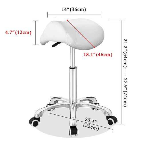 Antlu Saddle Stool Rolling Chair for Office Massage Salon Technician Kitchen Spa Drafting,Adjustable Hydraulic with Wheels (Without Backrest, White)