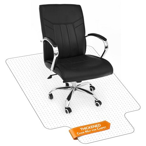 Thickened Chair Mat for Carpet- Low Pile Carpet Protector for Office Computer Desk Chair. Heavy Duty Desk Chair Mat for Carpeted Floors. Clear. (with Lip, 47.5"X35.5"X0.15“)