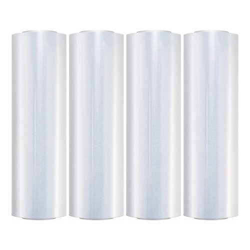18" x 1500ft x 80 Gauge Thick (20 Micron) Clear Cast Pallet Stretch Wrap Film [Pack of 4 Rolls, 1500' Per Roll, Total 6000']