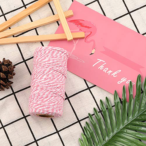Jijacraft Pink & White Twine String 2mm x 100m, Heavy Duty Craft Cord