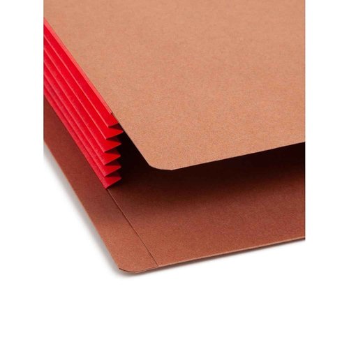 Smead End Tab Pocket, Reinforced Straight-Cut Tab, 5-1/4" Expansion, Extra Wide Letter Size, Redrope with Red Gusset, 10 per Box (73696)