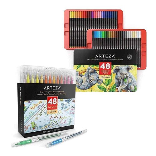 ARTEZA Fineliners and Markers Bundle for Coloring, Calligraphy, Sketching, Doodling, Drawing, Journaling, Hand Lettering & Painting