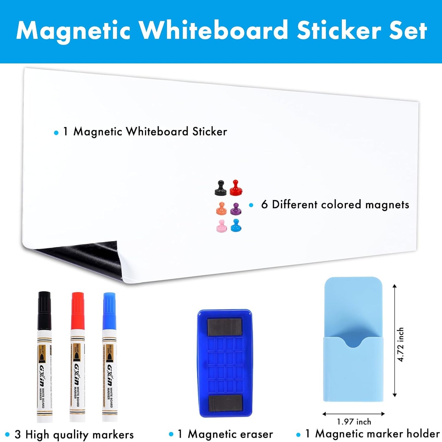 Skiennix Whiteboard Stickers - Versatile 18" x 79" & 24" x 39" Sizes for Easy Organization