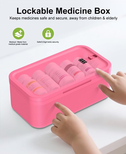 ySky Lockable Storage Box with Combination Code - Secure Medicine Safe box, Phone Jail & Snack Container for Refrigerator, Home, Office, Travel - Durable Multi-Purpose Lock Box (Berry)