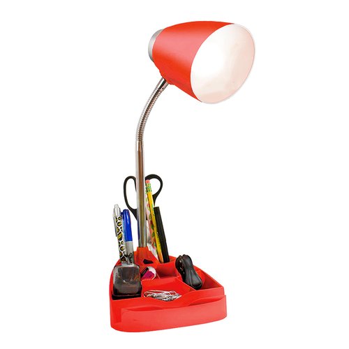 Simple Designs LD1002-RED Gooseneck Organizer Desk Lamp with iPad Tablet Stand Book Holder, Red - (Pack of 6)
