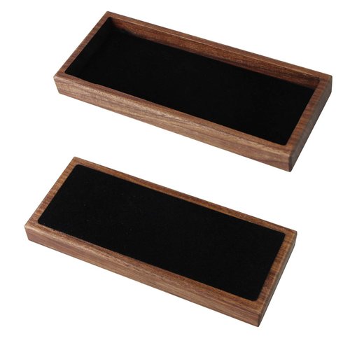 Wood Pen Tray Desktop Office Storage Box Coin Keys Holder