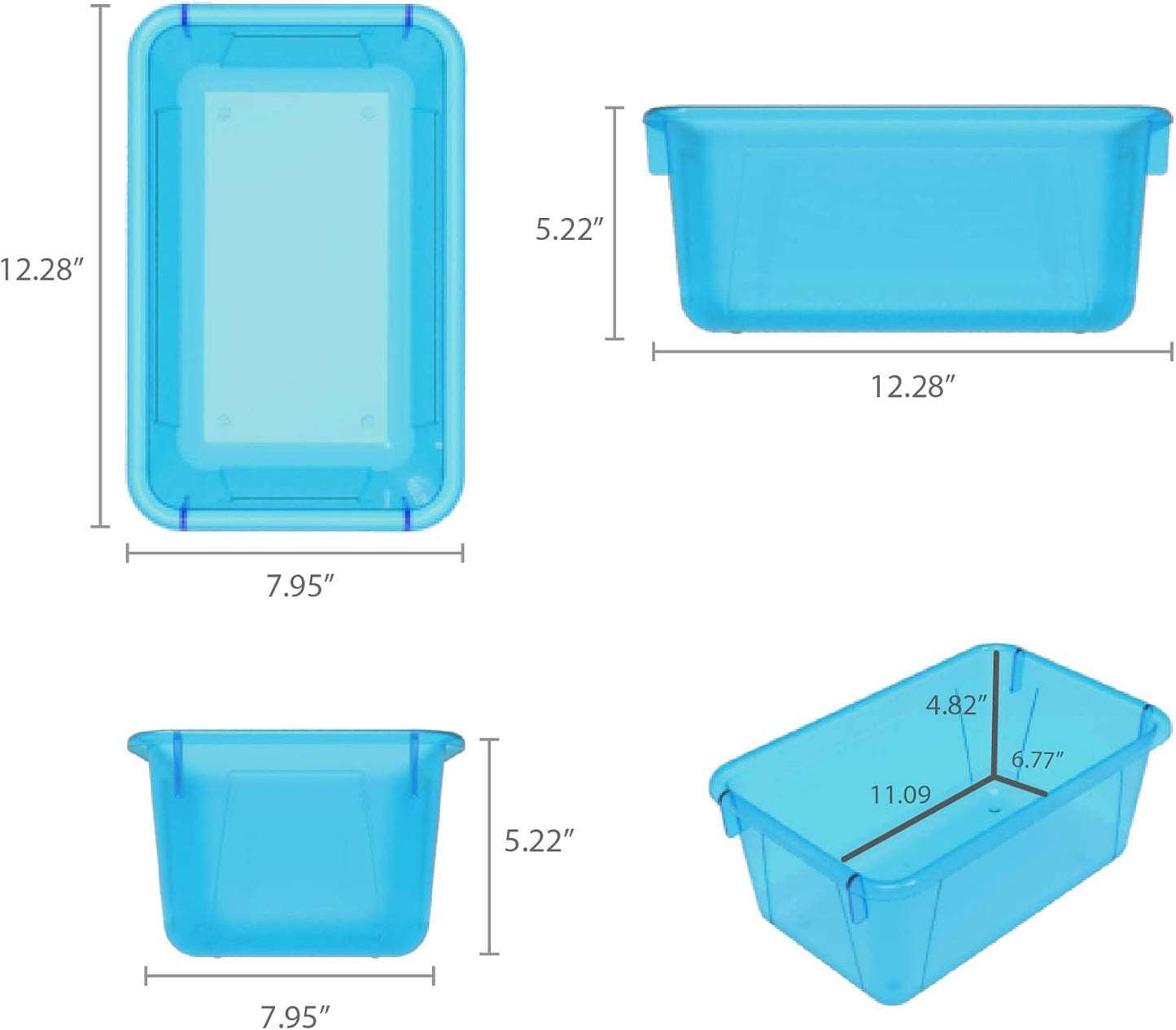 Storex Small Cubby Bin - Candy Teal, 5-Pack | 12.2 x 7.8 x 5.1 Inches for Organized Storage